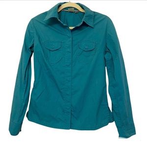 REI Women’s teal turquoise snap button down long sleeve outdoor shirt -S